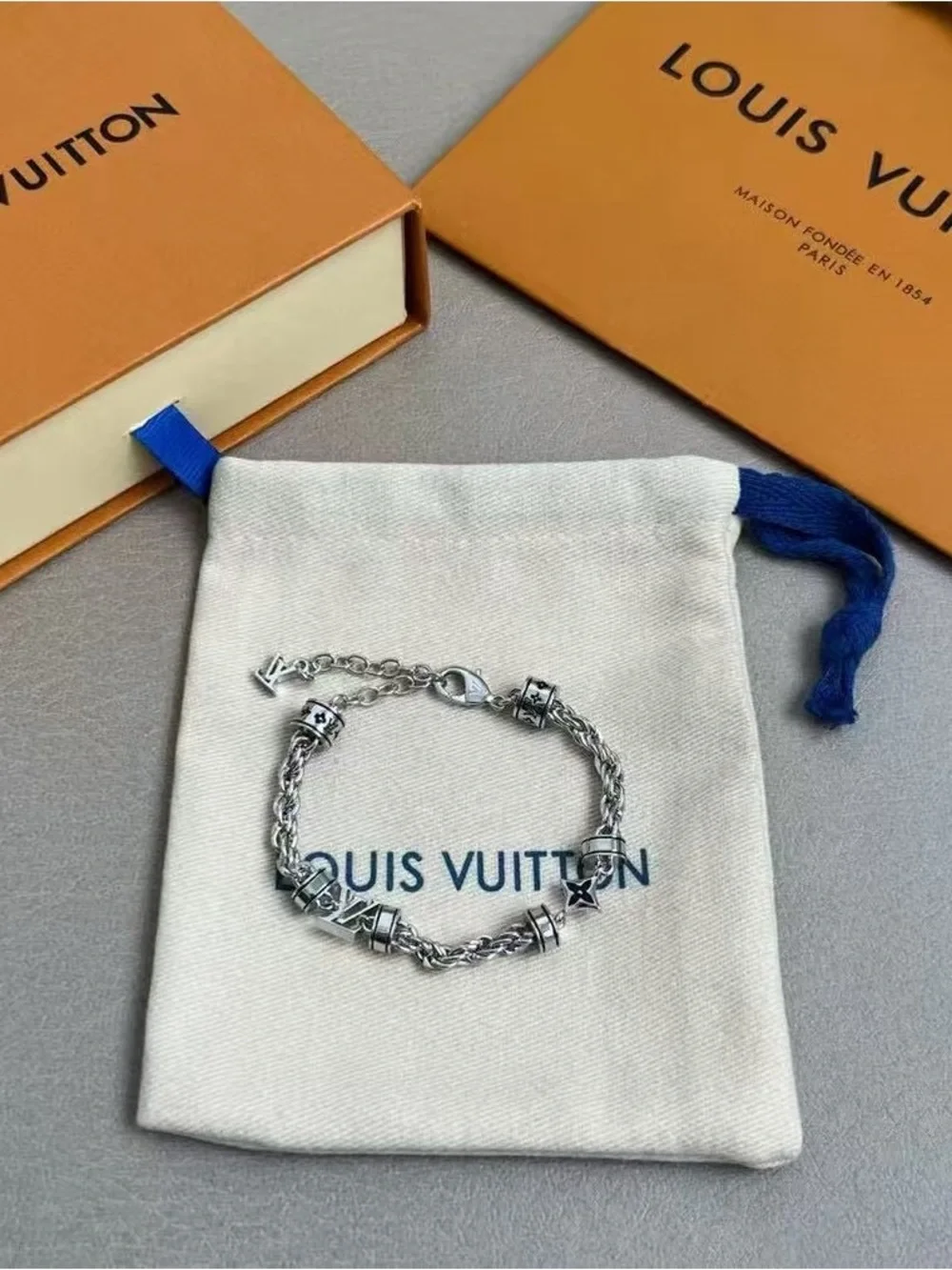 Louis Vuttion Silver-Tone Signature Rope Necklace